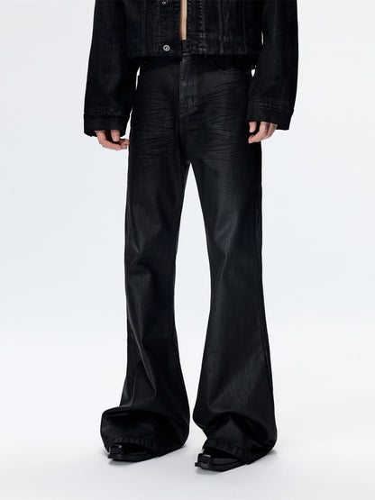 FRKM SCD Jeans Craft Brushed Wax Flared Pleated Cat Whisker Pants - BYRON.