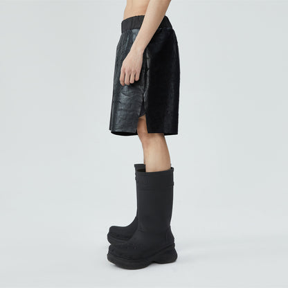 FRKM SCD SS summer heavy coated wax unisex slit loose stitching wide-leg shorts - ERILA.