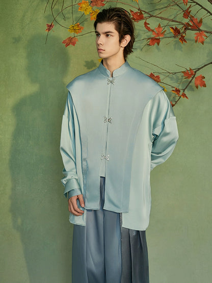 JIECHI  casual satin loose long-sleeved shirt - RILEY.