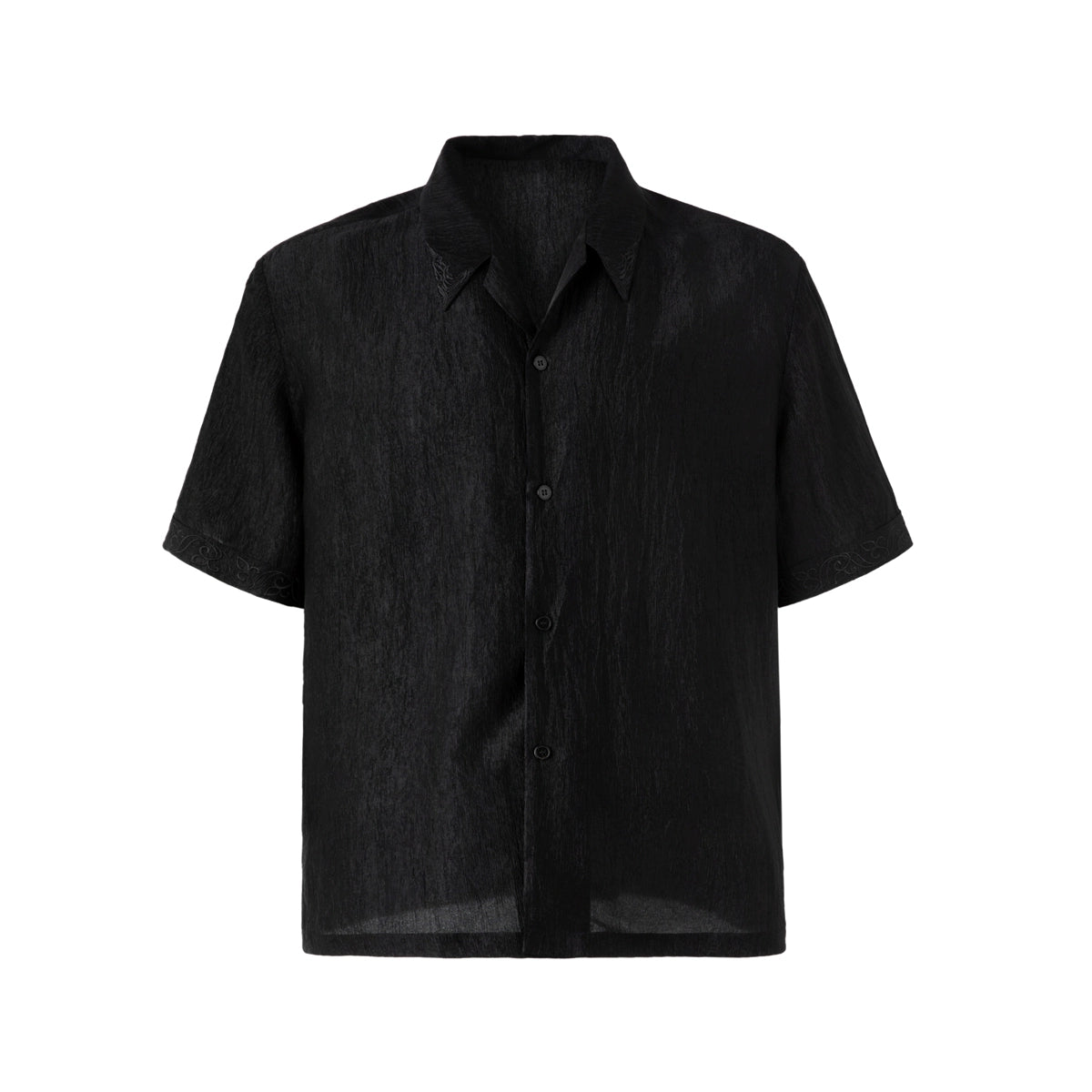 FRKM SCD Slightly Glossy Pleated Embroidered Short Sleeve Shirt - JENKINS.