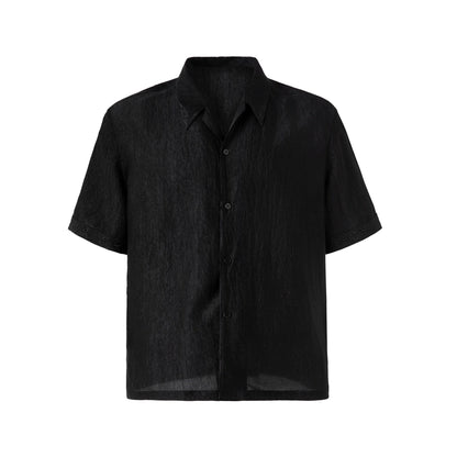 FRKM SCD Slightly Glossy Pleated Embroidered Short Sleeve Shirt - JENKINS.