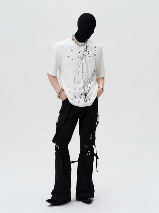 FRKM SCD splashed ink breathable loose crew neck short sleeve T-shirt - TITAN.