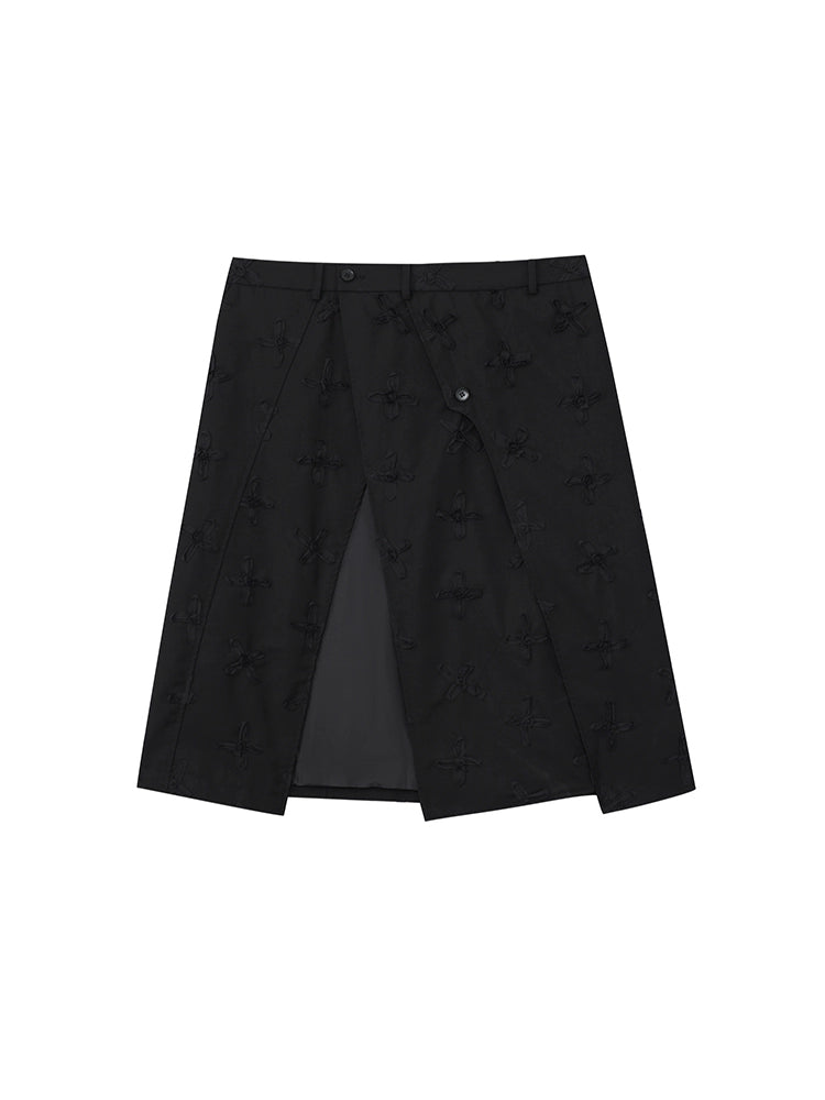 JIECHI black culottes irregularly cut loose slacks - MAXIE.