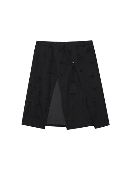JIECHI black culottes irregularly cut loose slacks - MAXIE.