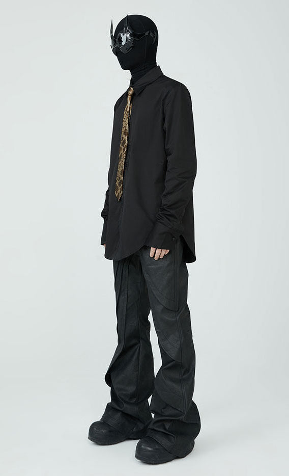 FRKM SCD SS Unisex Slim Long Sleeve Button Black Shirt - GORDON.