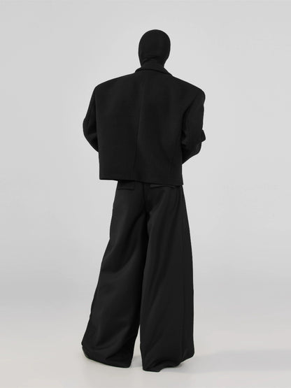 FRKM SCD Tweed Suit Black Loose Jacket with Concealed Buttons - BONNIE.