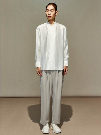 OWNLIFE acetic acid improved collar seersucker texture shirt - DAVE.