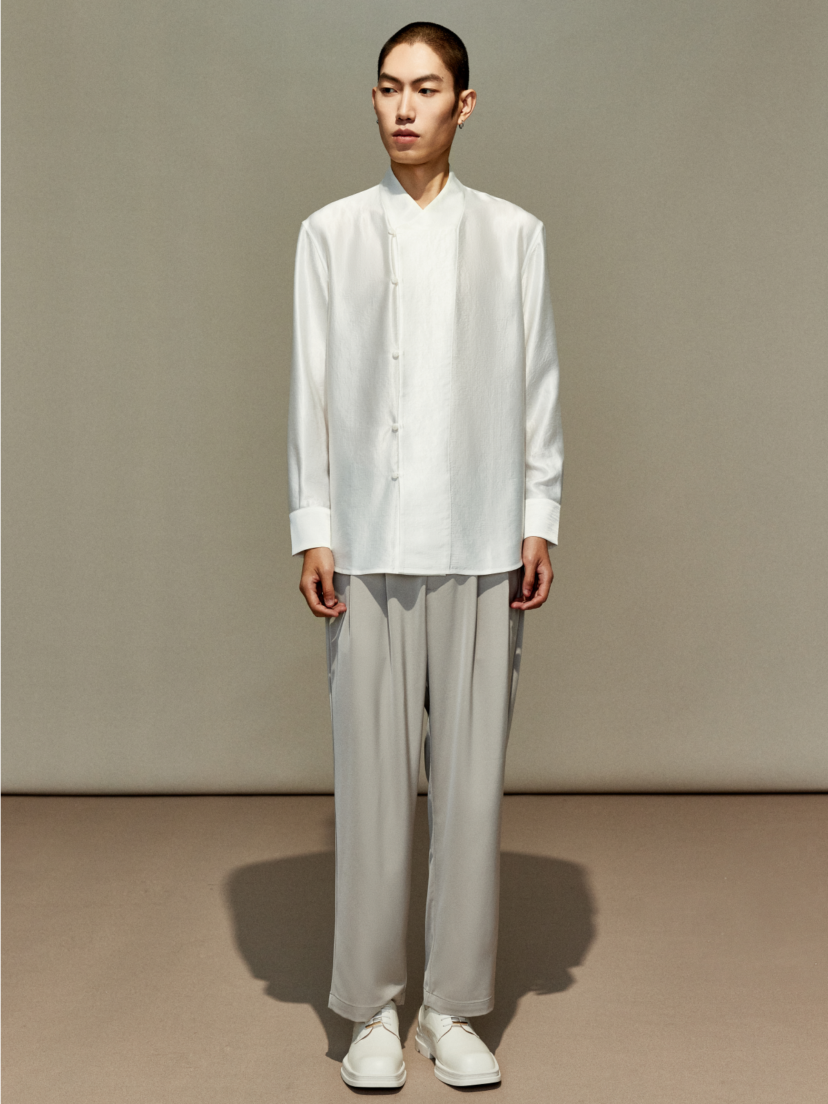 OWNLIFE acetic acid improved collar seersucker texture shirt - DAVE.