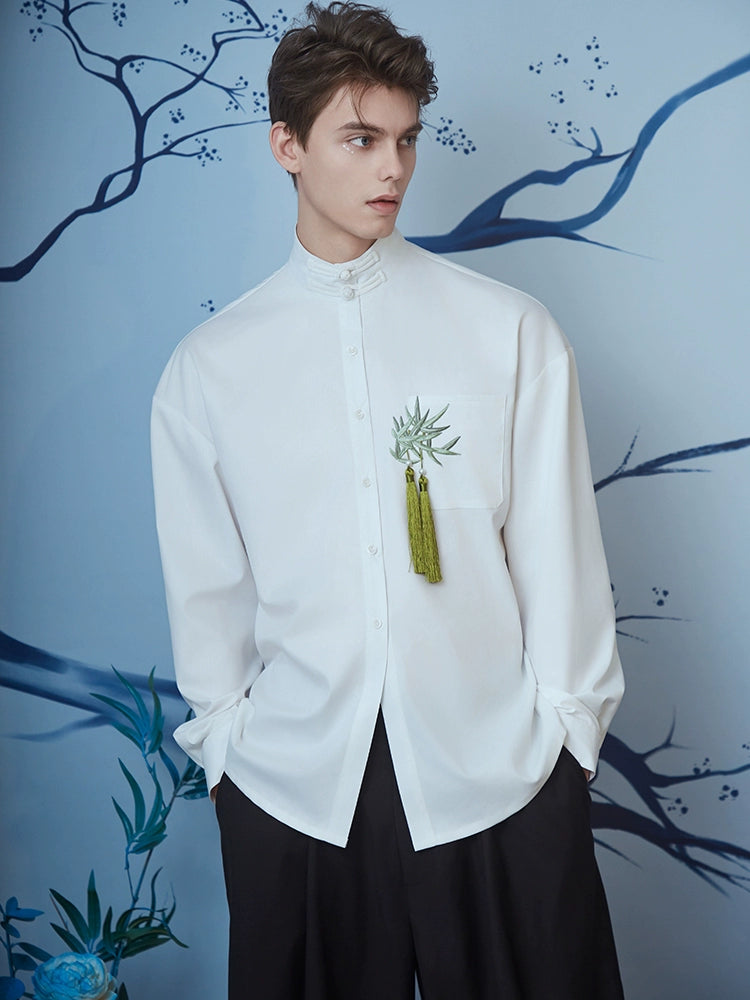 JIECHI white loose long-sleeved shirt - ZAC.