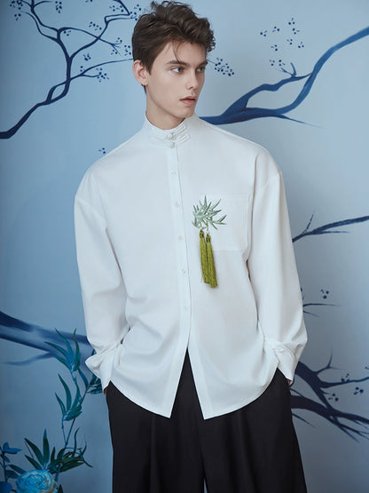 JIECHI white loose long-sleeved shirt - ZAC.