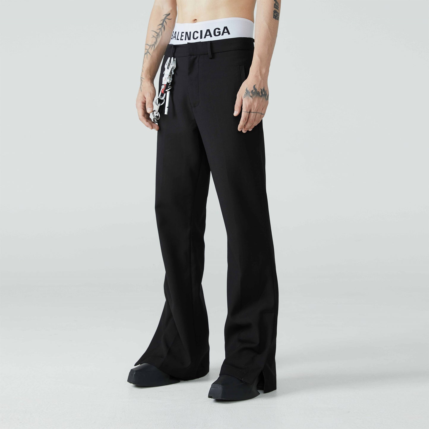 FRKM SCD AW Hem Slit Bootcut Black Slim Fit Casual Pants -  ZURICH .