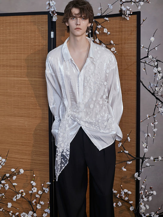 JIECHI  loose casual white long-sleeved shirt - QUIN.