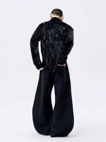 FRKM SCD Corrugated Glossy Velor Dovetail Hem Cropped Shirt Jacket -FEIST.