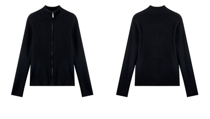 FRKM SCD Slim Fit Knitted Sweater Black Minimalist Versatile Top - DINA.