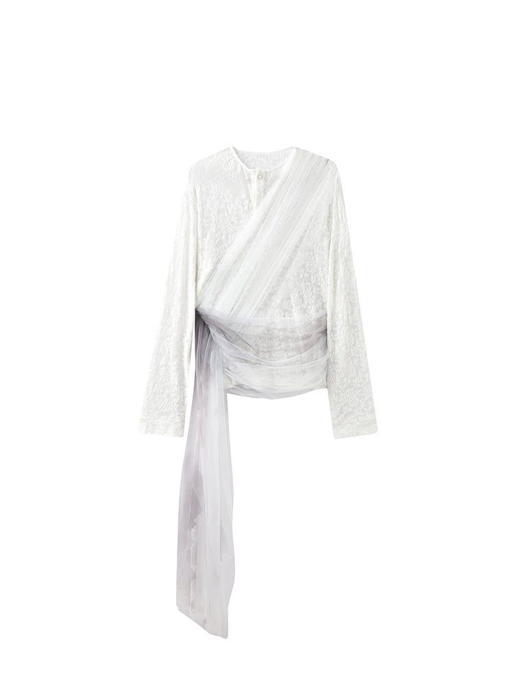 JIECHI  lace beaded cardigan long-sleeved top - VANDER.