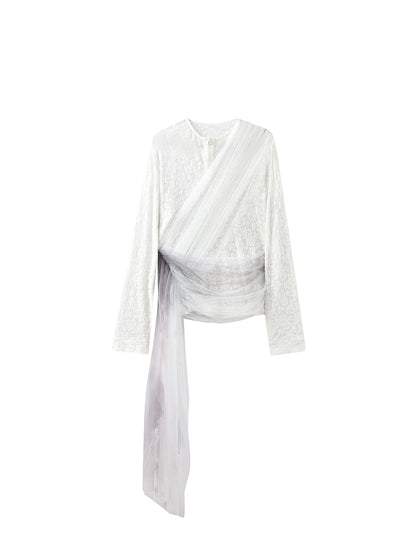 JIECHI  lace beaded cardigan long-sleeved top - VANDER.