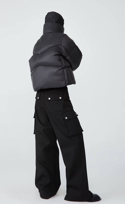 FRKM SCD 90 White Duck Down Neutral Short Collar Black Thick Jacket - TRENTON.