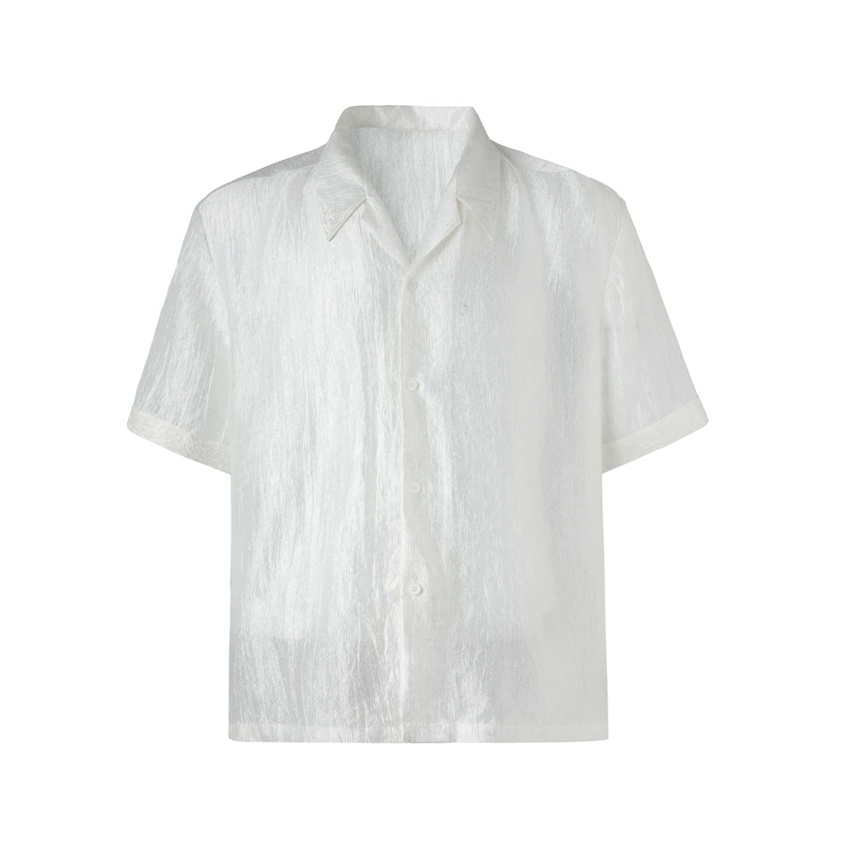 FRKM SCD Slightly Glossy Pleated Embroidered Short Sleeve Shirt - JENKINS.