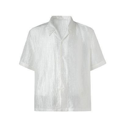 FRKM SCD Slightly Glossy Pleated Embroidered Short Sleeve Shirt - JENKINS.