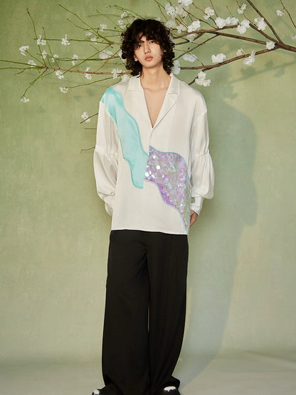 JIECHI casual acetate white loose long-sleeved unisex shirts - ISLA.