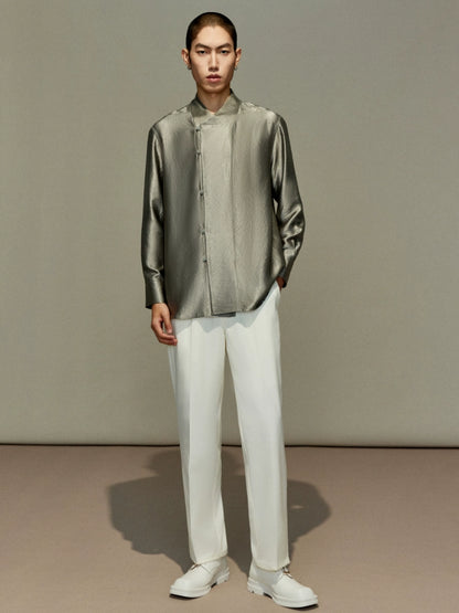 OWNLIFE acetic acid improved collar seersucker texture shirt - DAVE.