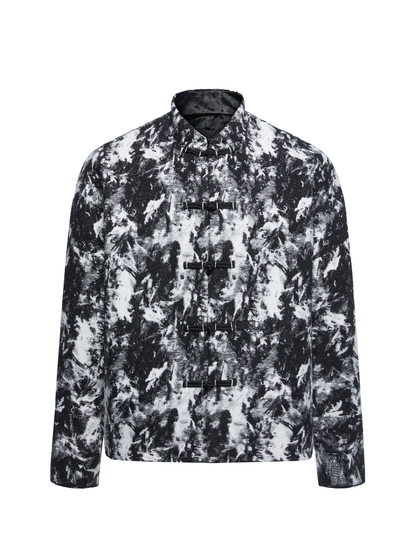 OWNLIFE jacquard  stand-up collar buckle short jacket- BAY.