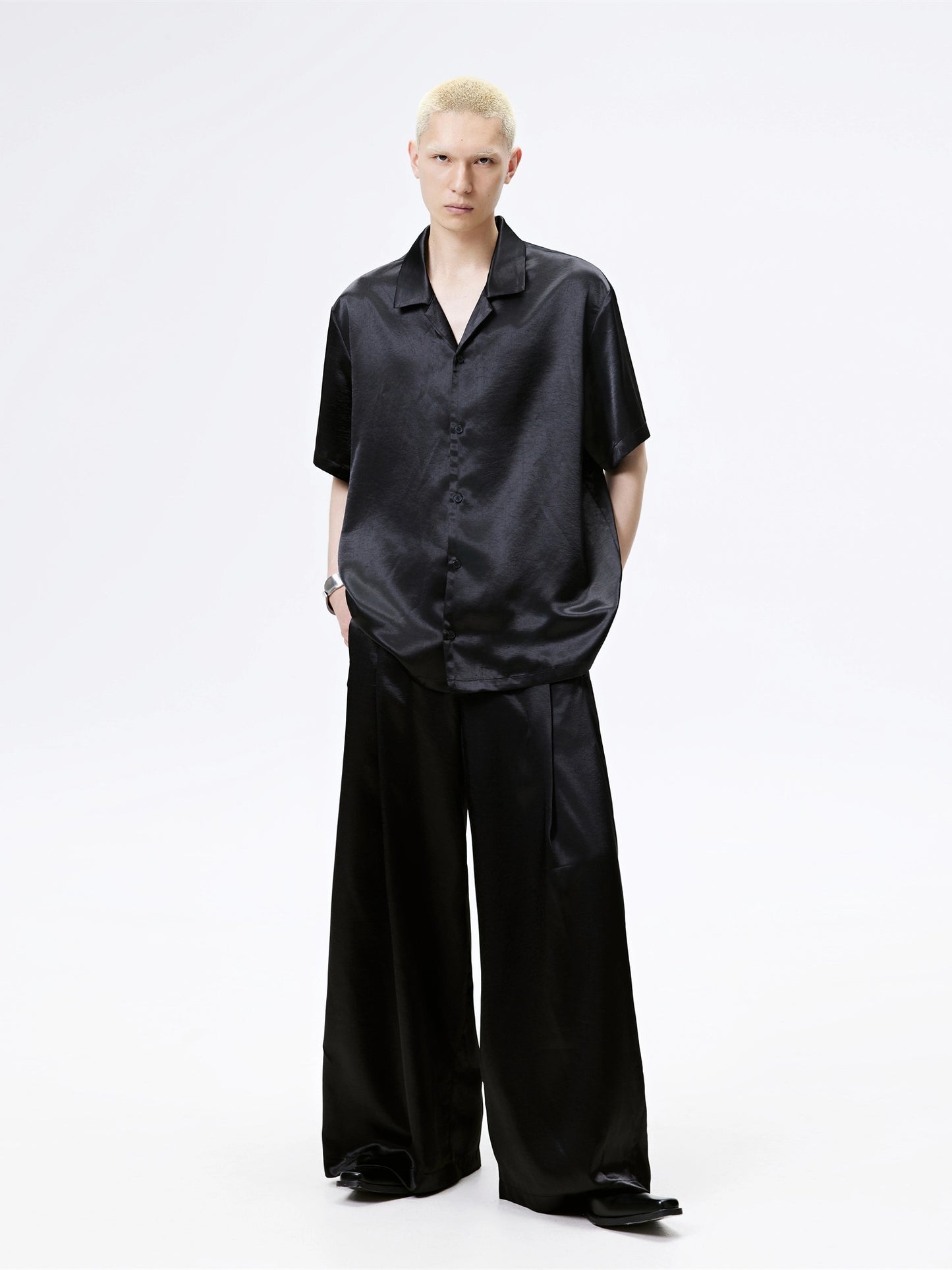 FRKM SCD Gilded Satin Drape Loose Wide-leg Pants and Top - GRANT.