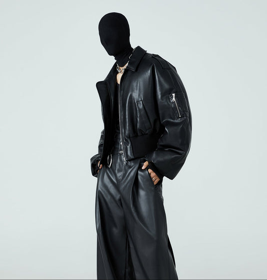 FRKM SCD PU Leather Down Shiny Short Thickened Warm Jacket - PHINA.