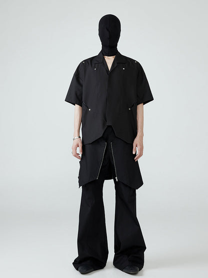FRKM SCD  quilted panel cut/deconstructed Short sleeve shirt - CHARITY.