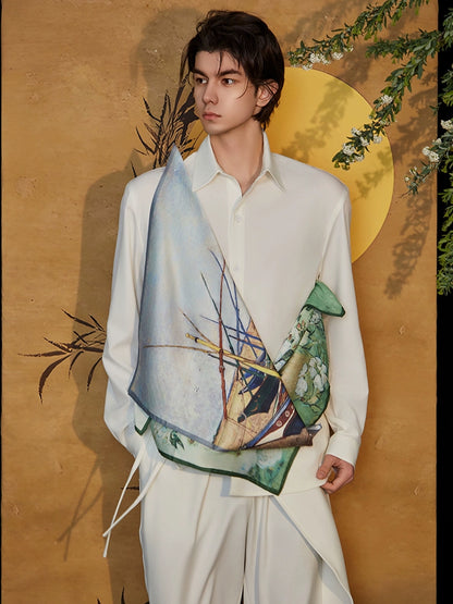 JIECHI white loose stitched long-sleeved shirts - VALERIE.