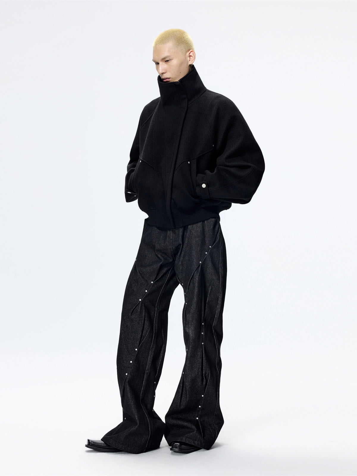 FRKM SCD Loose woolen cocoon-shaped thickened stand-up collar coat - FINN.