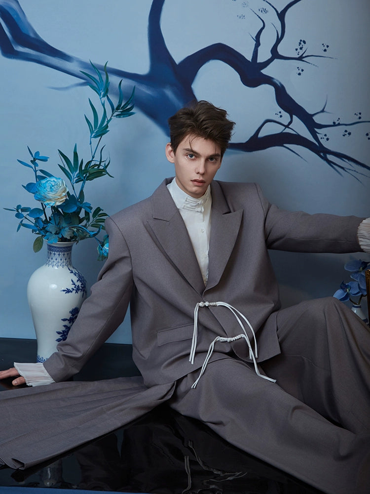 JIECHI  casual loose floral embellishment pleayed cuff suit - RAYON.