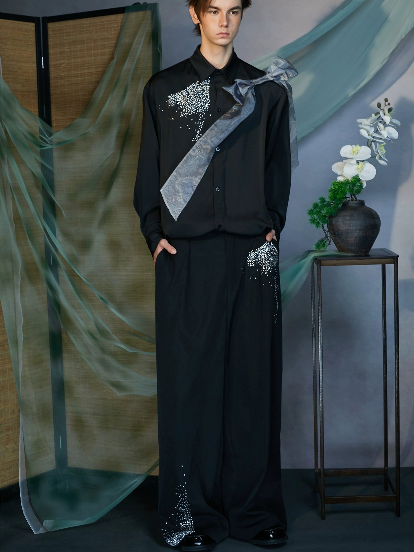 JIECHI  straight-leg loose diamond suit pants - ARNOLD.