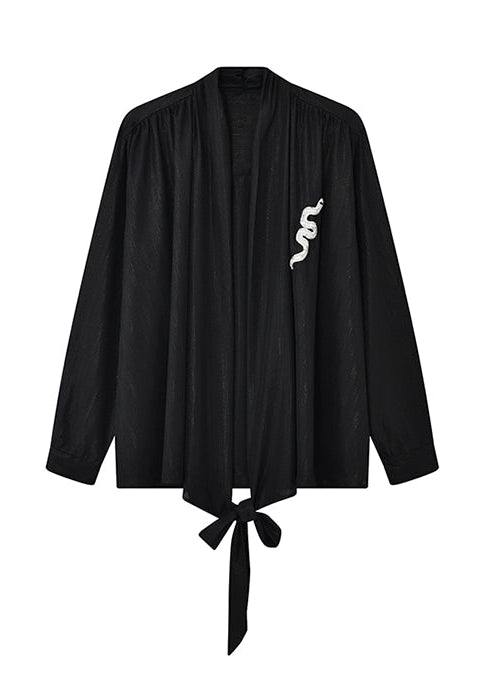 JIECHI  loose silhouette long sleeve wrap top - CALVIN.