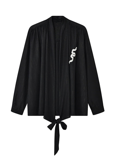 JIECHI  loose silhouette long sleeve wrap top - CALVIN.