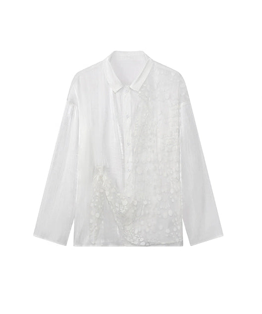 JIECHI  loose casual white long-sleeved shirt - QUIN.