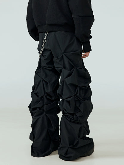FRKM SCD Three-dimensional Pinch-Pleated Black Wide-leg Pants - OTIS.