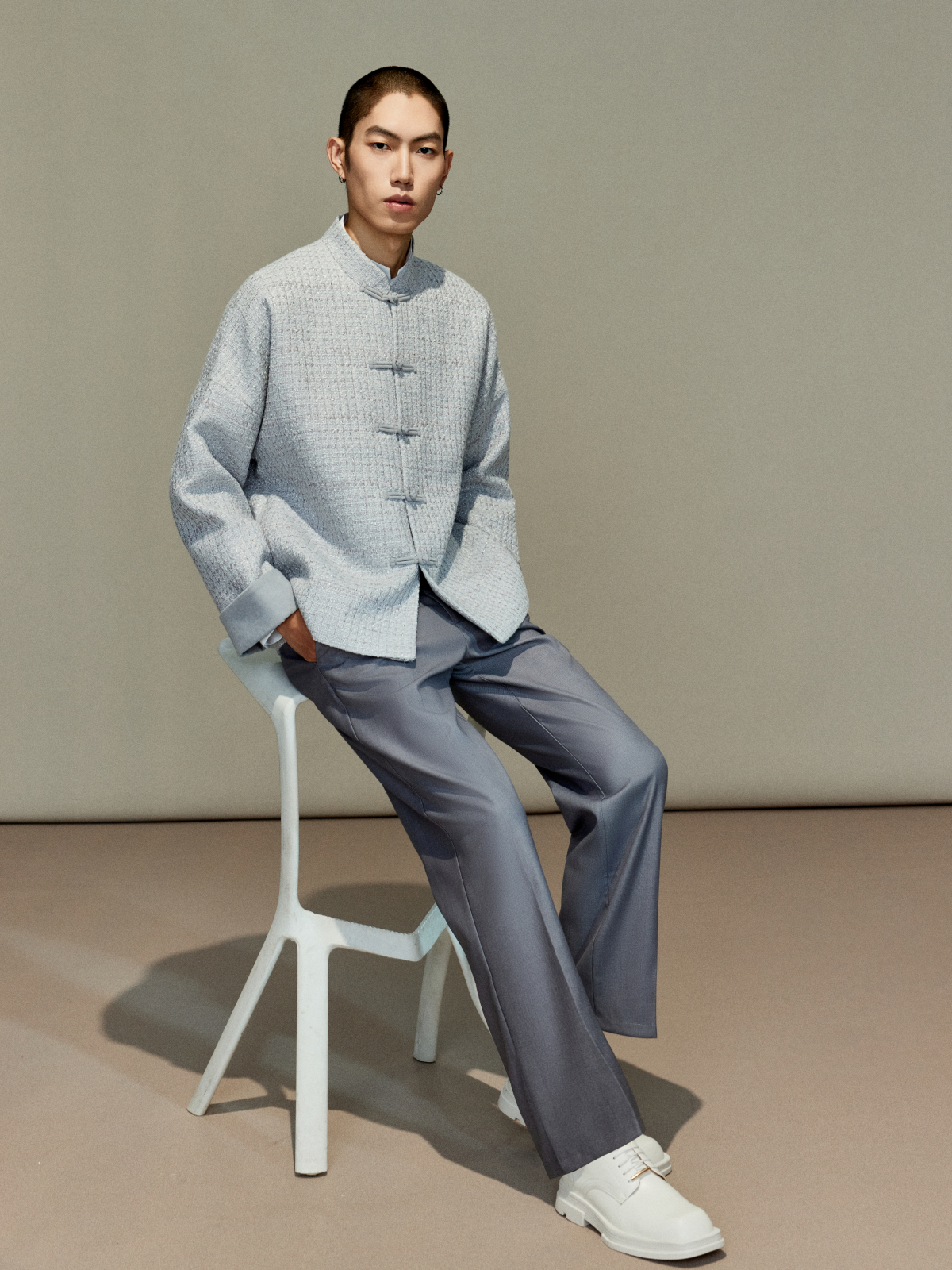 OWNLIFE Tang tweed buckle high end coat  - KENDY.