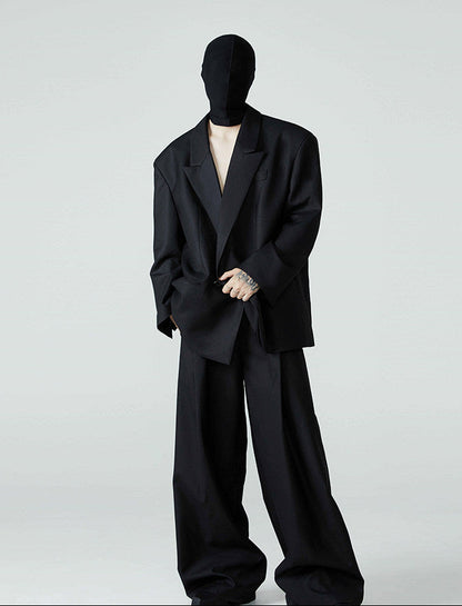 FRKM SCD SS Loose-leaf Wide-Leg Black Pleated Casual Pants - AURA.