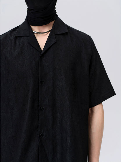 FRKM SCD Memory Silk Snake Print Pleated Loose Short Sleeve Shirt- RILEY.