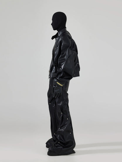 FRKM SCD Handmade rivet inlay pinch pleats leather jacket pant - LONDON.