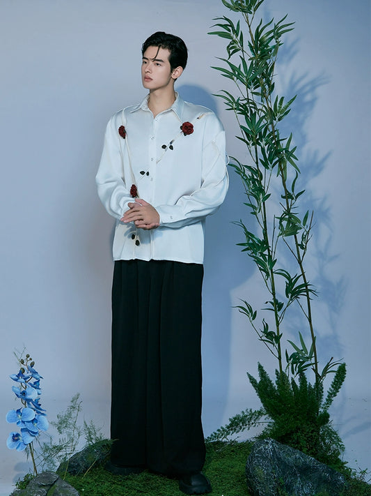 JIECHI  casual acetate white loose long-sleeved shirt - YEN.