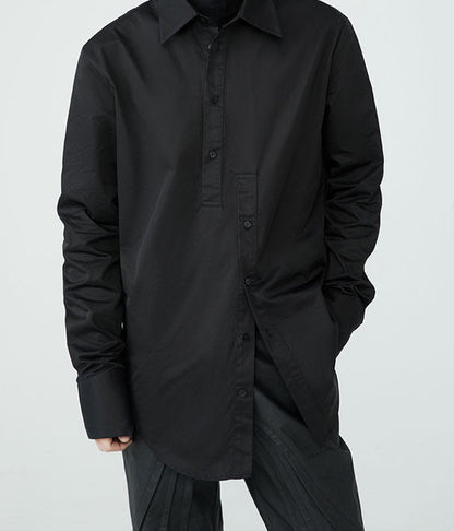 FRKM SCD SS Unisex Slim Long Sleeve Button Black Shirt - GORDON.