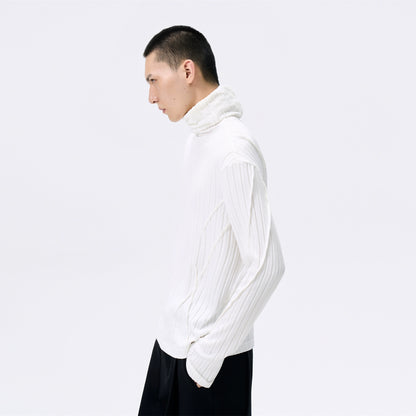 FRKM SCD Hooded Face Mask Vertical Striped Fleece Fall Knit Pullover - ISLA.