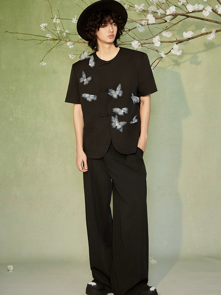 JIECHI  appliqué loose crew neck short sleeve unisex top - DEIRDRE.