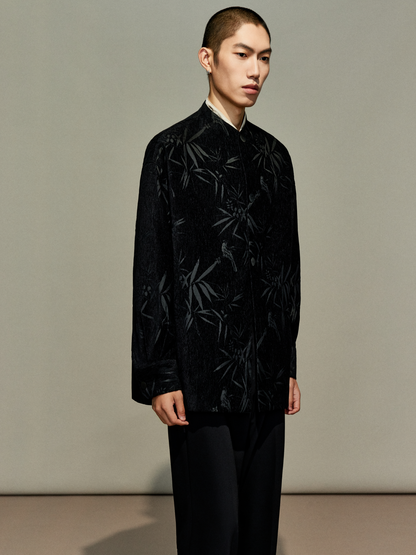 OWNLIFE bamboo sparrow chenille velvet jacquard jacket - JOSIE.