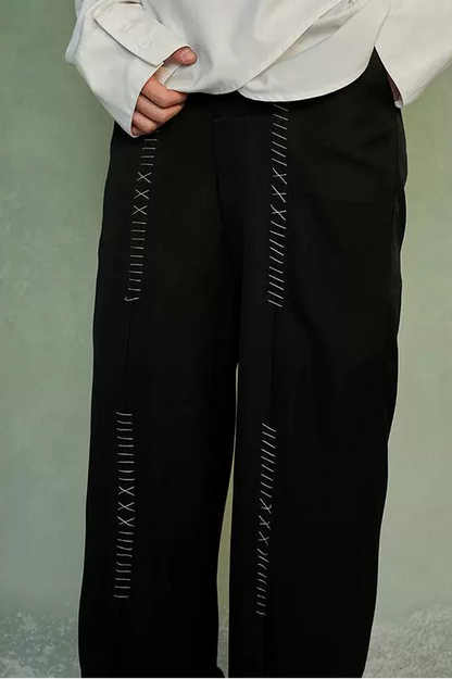 JIECHI  casual loose high-end black trousers - EVAN.