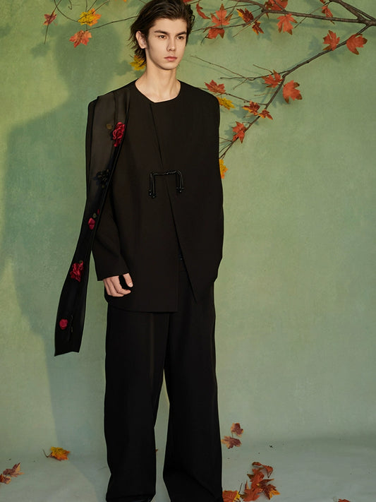 JIECHI disc buckle casual loose blazer men's high-end suit - OWL.