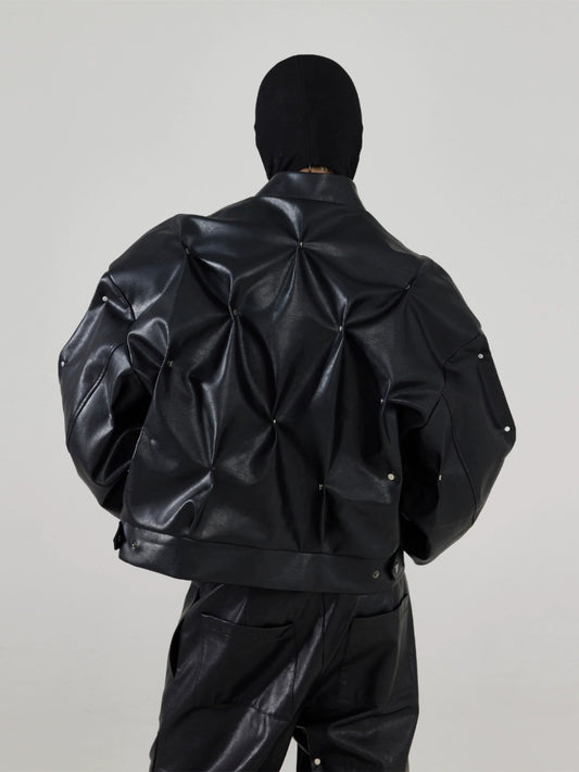 FRKM SCD Handmade rivet inlay pinch pleats leather jacket pant - LONDON.