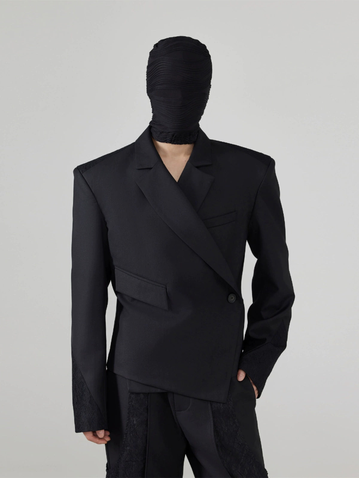 FRKM SCD Lace Panels Irregular Casual Slim Fit Blazer and Pant Set - NARA.